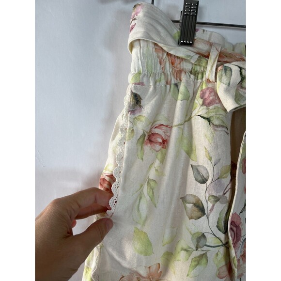 NEW‎ Caroline Constas Linen Blend Floral Shorts Size M Cottage Feminine Toile - Picture 6 of 10